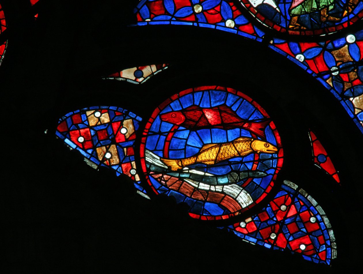 Window w115 depicting the Creation of fish by French School