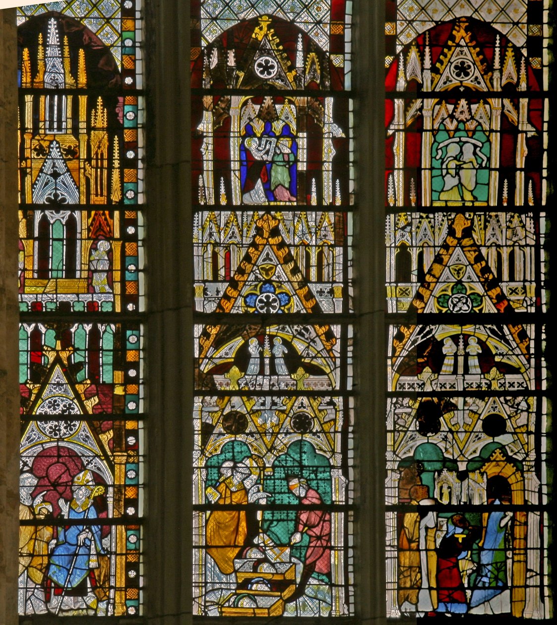 Window depicting scenes from the life of St Stephen and the Story of ...