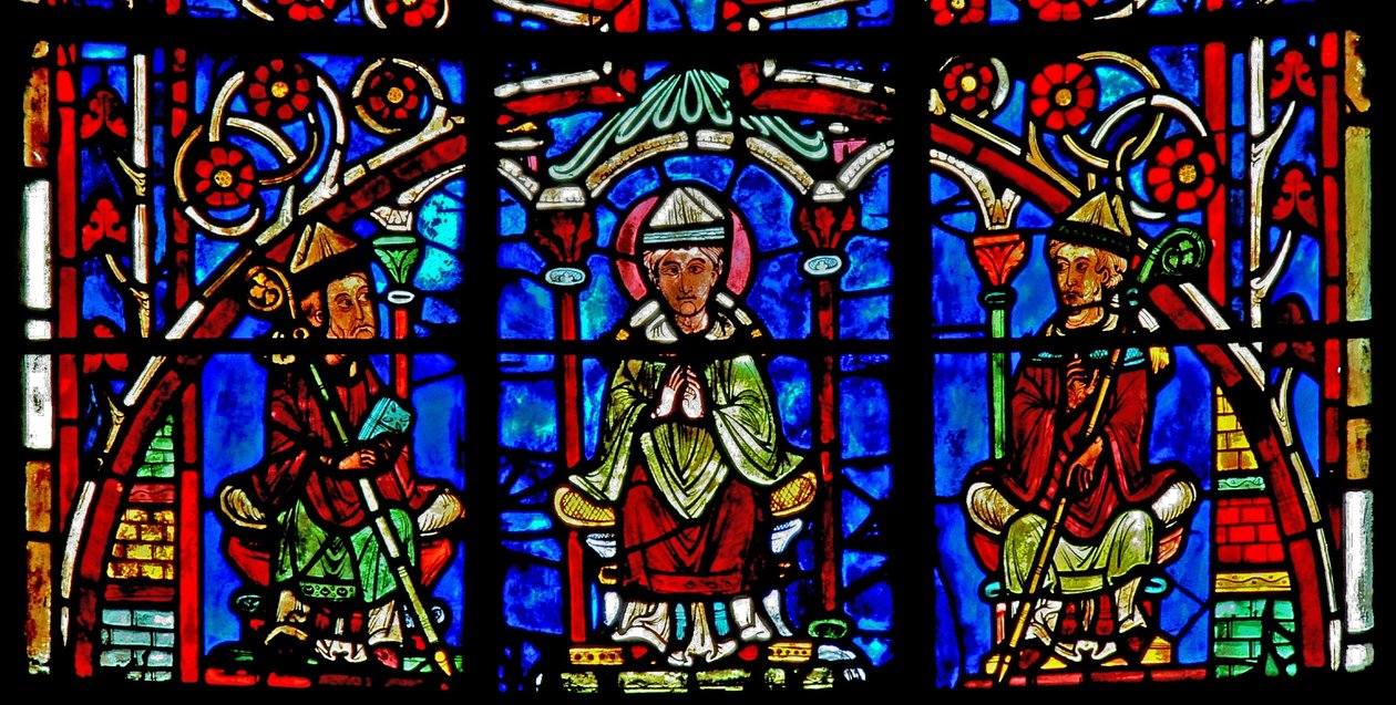 Window w19 depicting St Nicholas becomes Bishop of Myra by French School