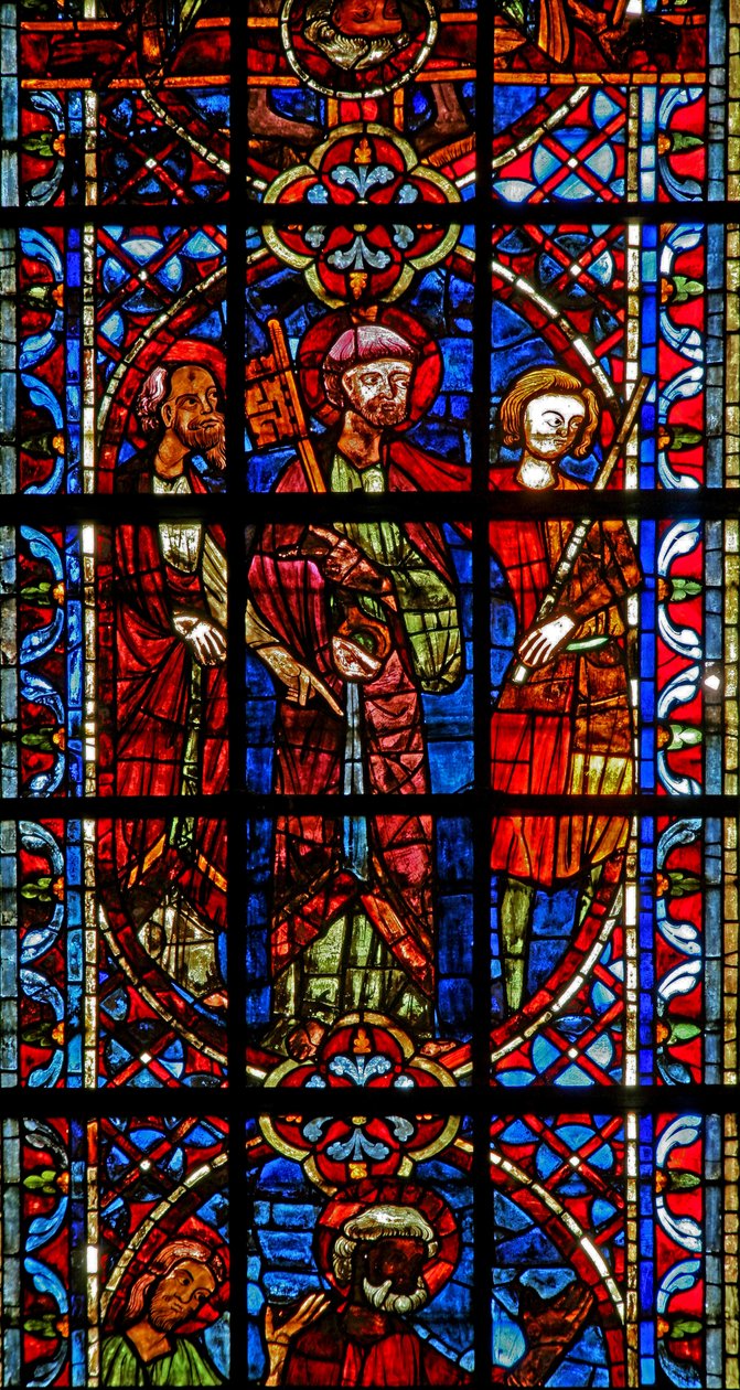 Window depicting St Peter and St Paul before Emperor Nero
