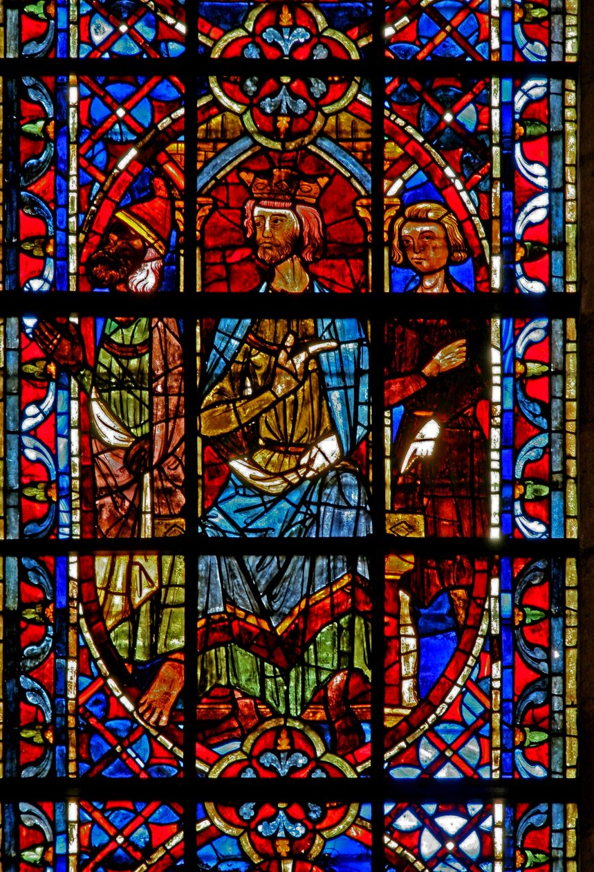 Window depicting St Peter and St Paul before Emperor Nero