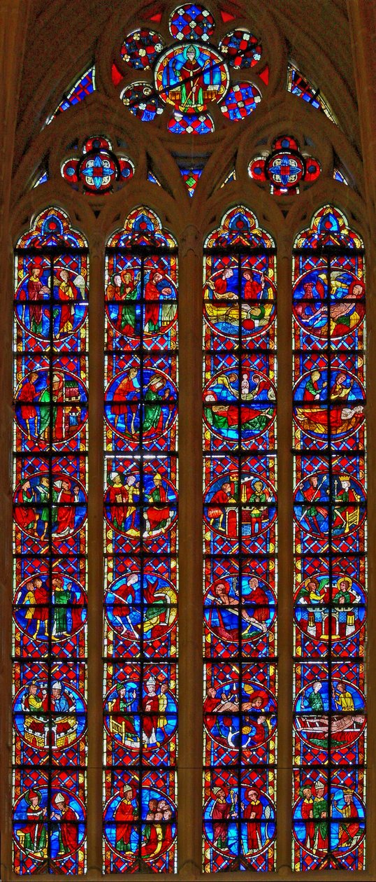 Window depicting St Denis and St Vincent by French School