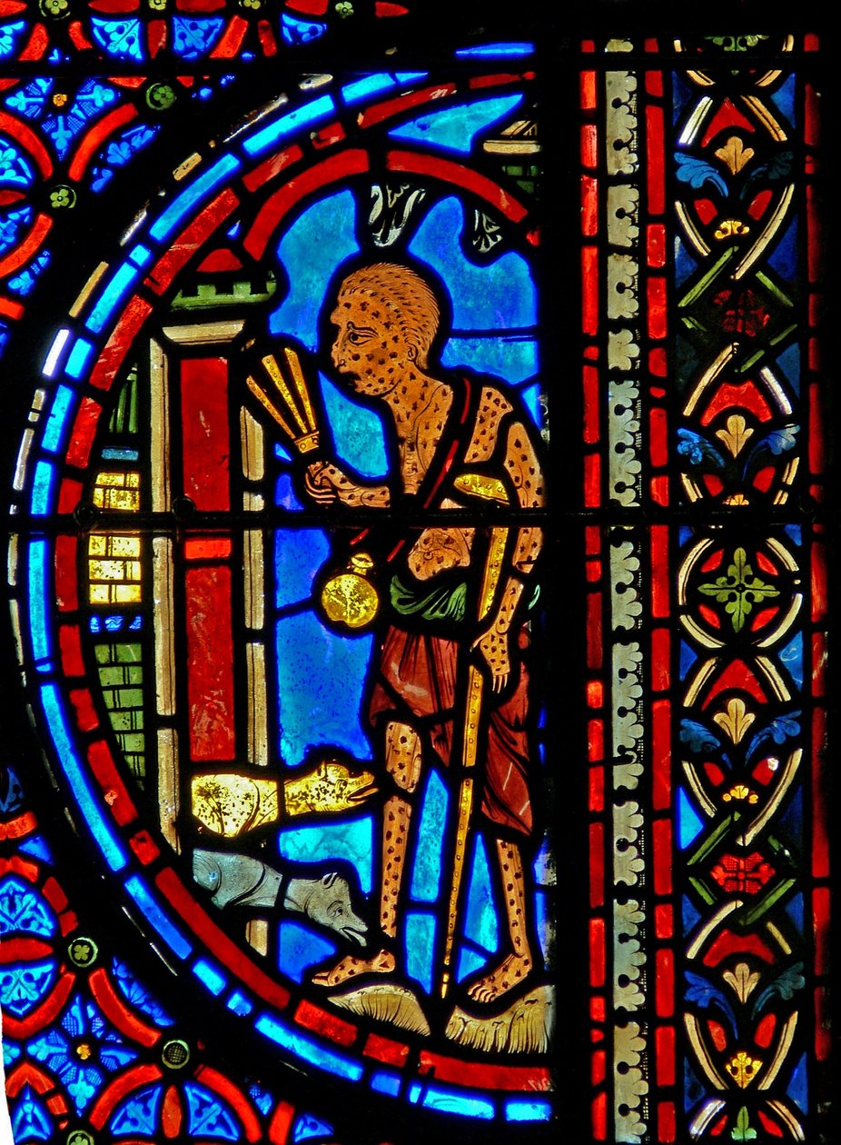 Window w23 depicting the Parable of Dives and Lazarus by French School