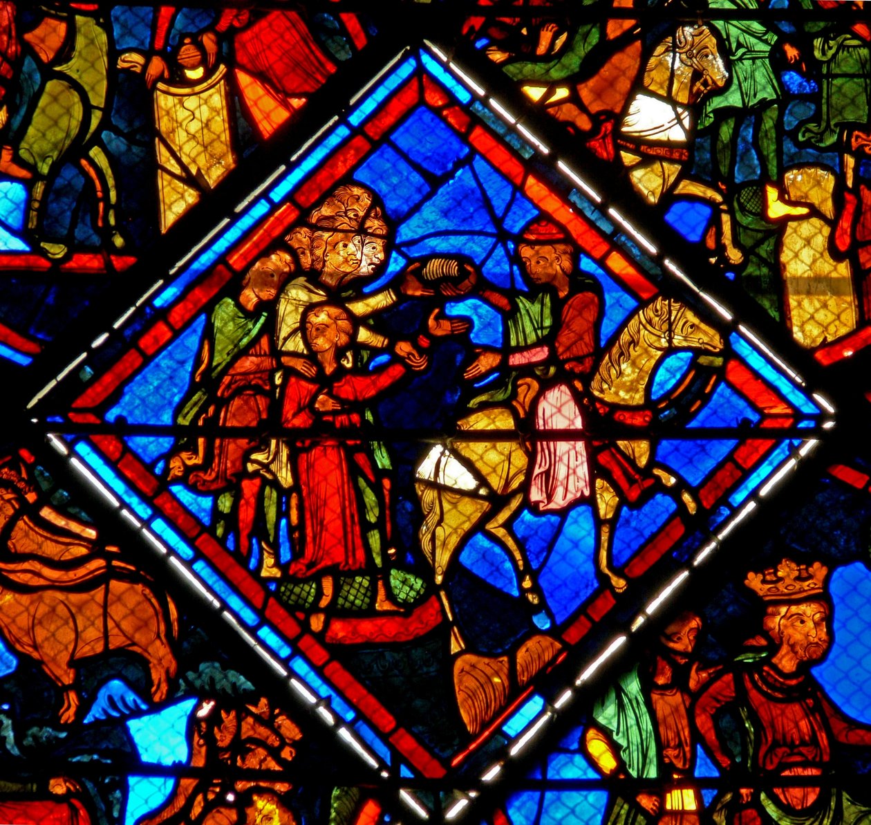 Window depicting a scene from the story of Joseph: his brothers with their father Jacob by French School