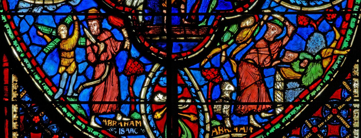 Window depicting Abraham about to sacrifice Isaac by French School