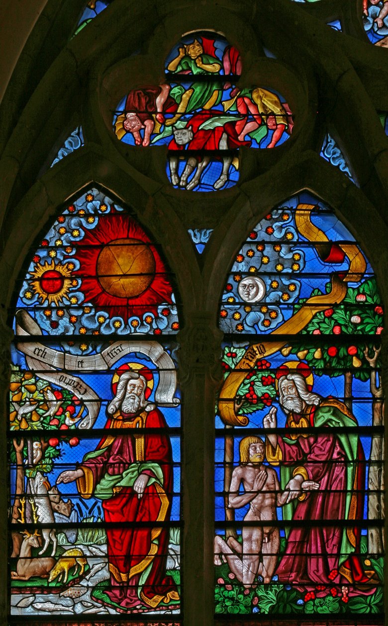 Window 40 depicting the Creation and creation of Adam by French School
