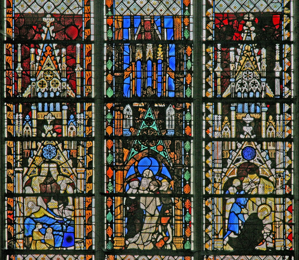 Window depicting scenes from the life of St John the Baptist by French School