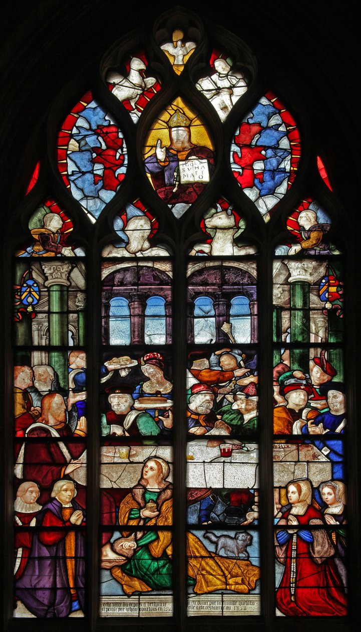 Window w5 depicting the events at Simon's house: Mary Magdalene washes ...