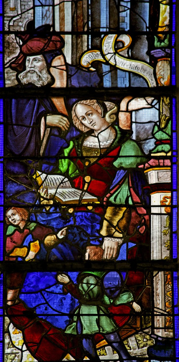 Window w6 depicting Mary Jacobe and her family by French School