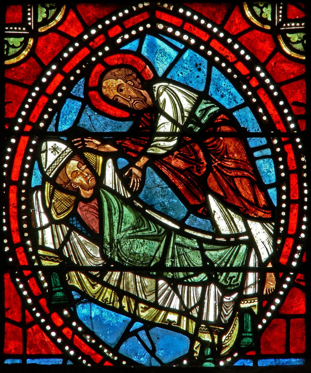 Window wXX depicting St Paul revealing in a dream to St Ambrose the remains of St Gervais and St Protais by French School
