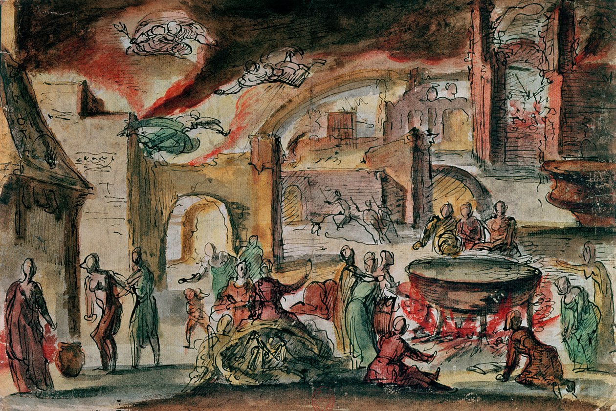 Witchcraft scene, probably a stage set, 2nd half of 17th century by French School