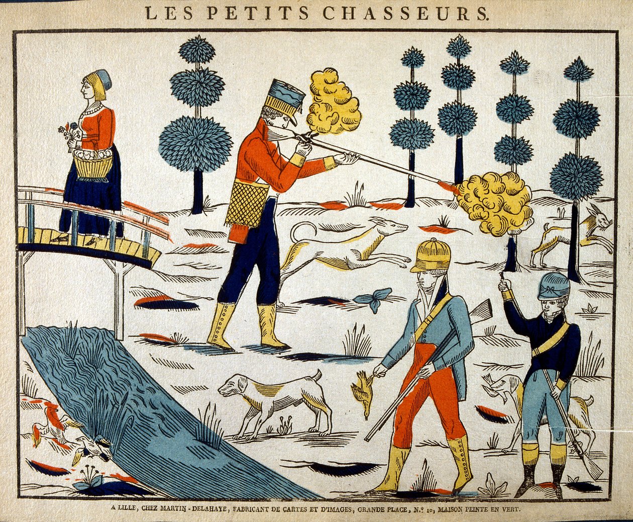 Woodcut Illustration Depicting Early 19th Century French Hunting by French School