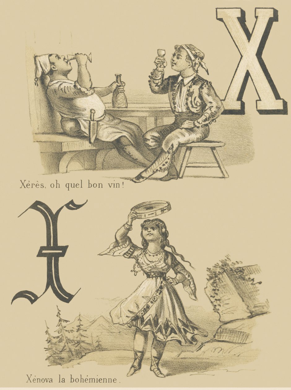 Xeres, oh what a good wine! / Xenova the Bohemian by French School