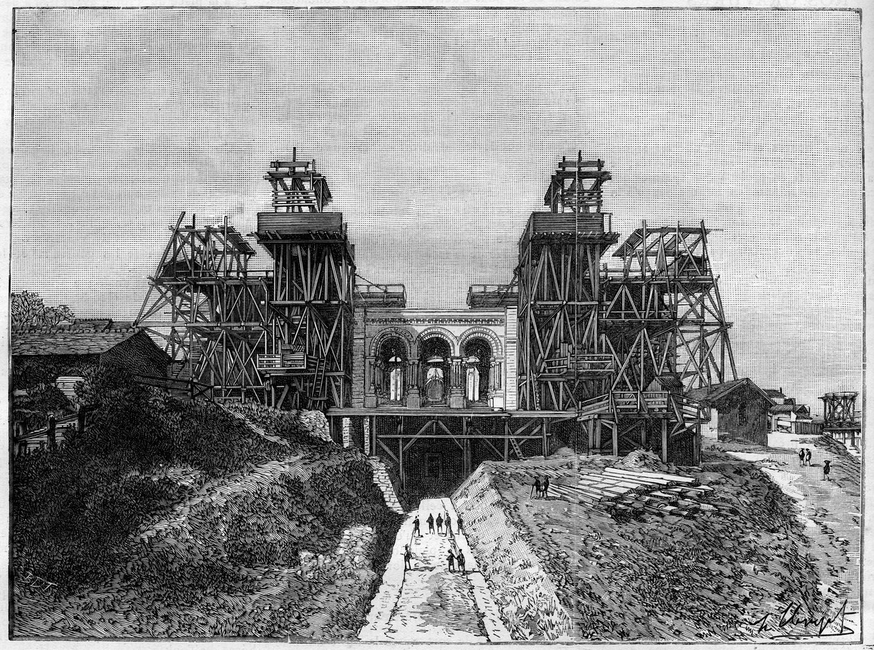 The construction site of the church of the Sacre Coeur in Montmartre, In 