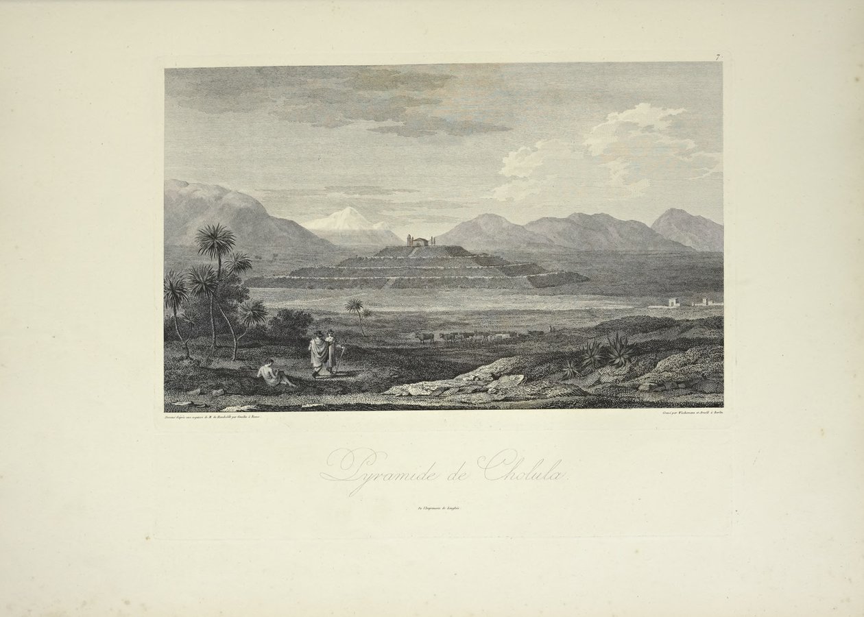 Pyramid of Cholula, drawn by Gmelin, illustration from 