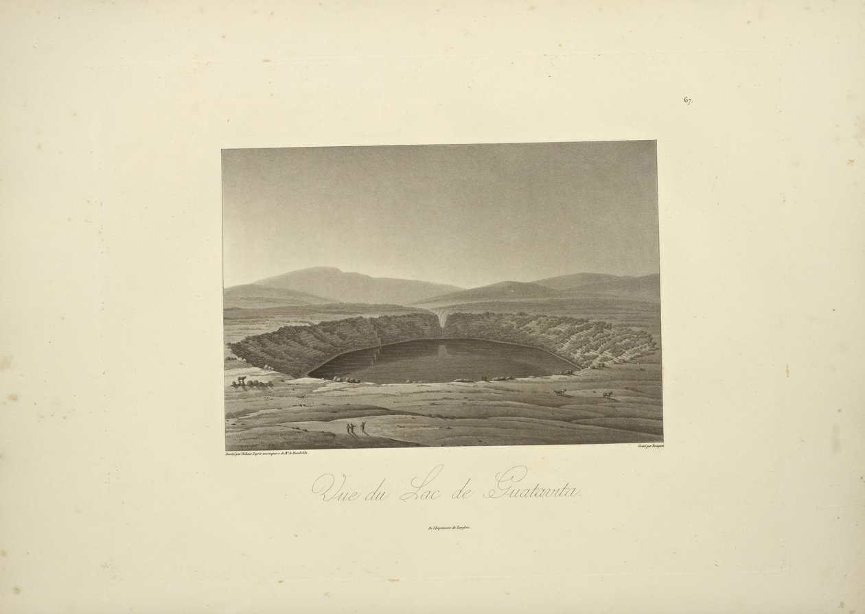 View of the Lake of Guatavita, Drawn by Thibaut, Engraved by Bouquet, Illustration from 