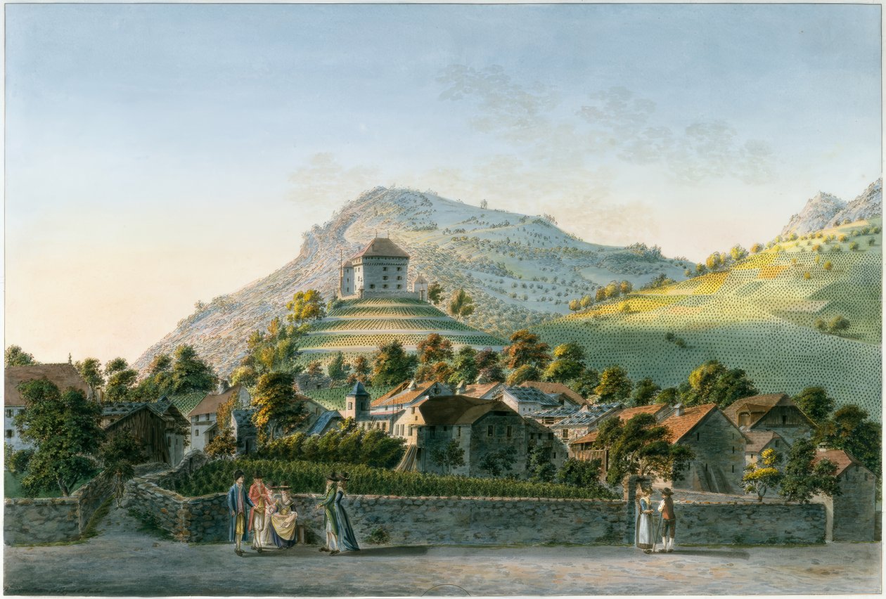 The Hamlet Clarens from the Lake Side by Friedrich Georg Wexelberg