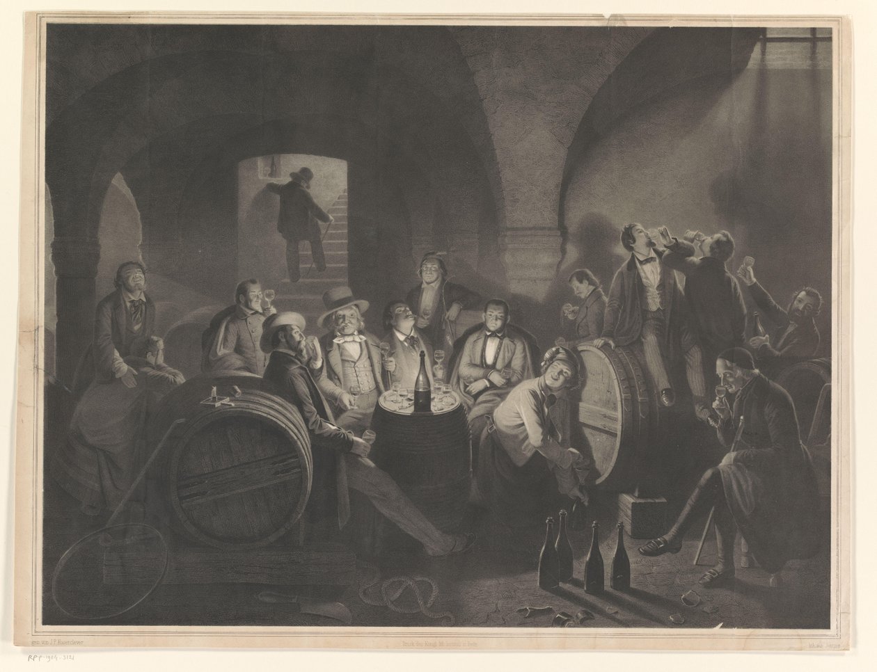 Group of Drinking Men in a Wine Cellar by Friedrich Jentzen
