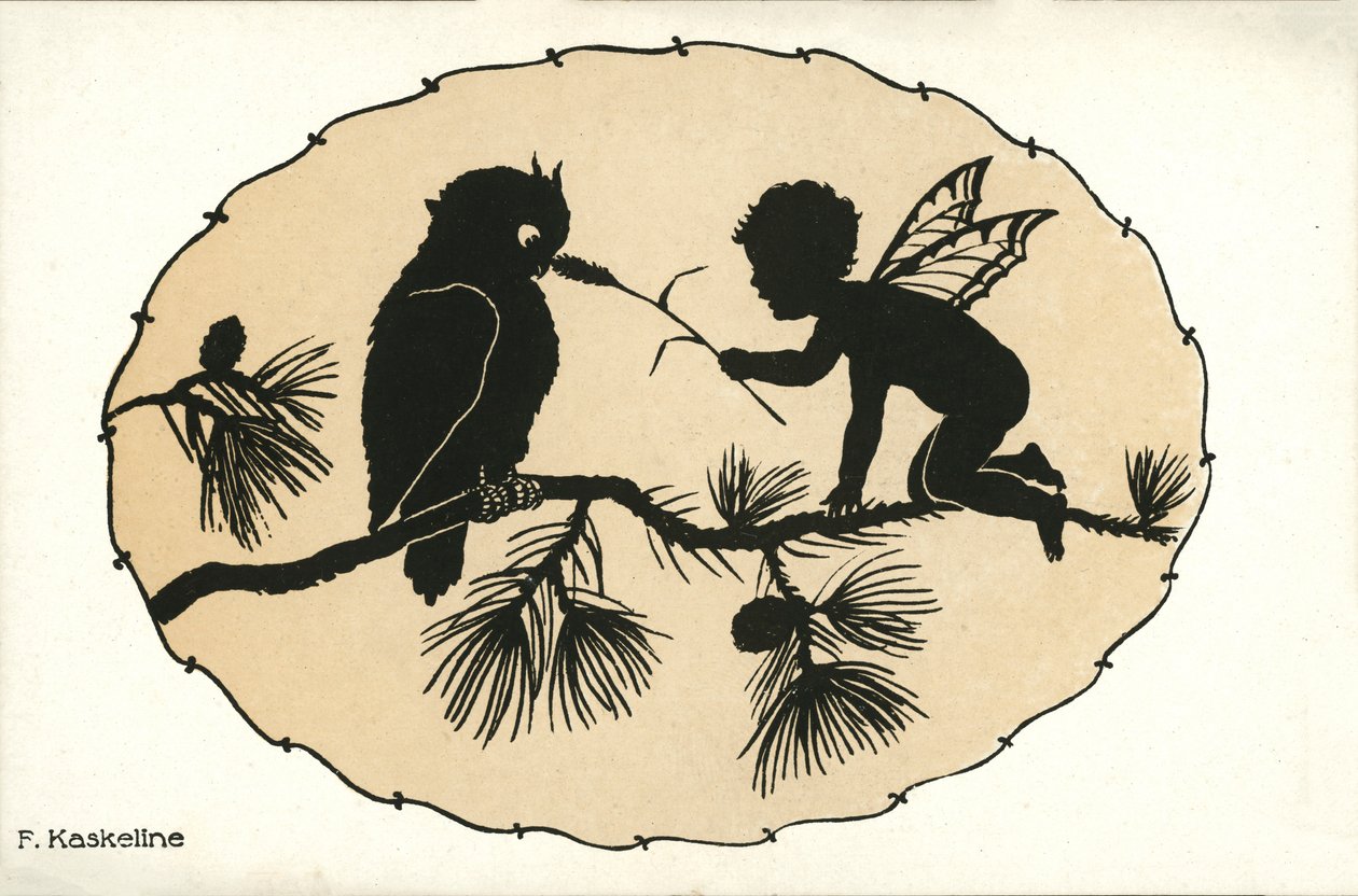 Silhouette of a Boy and a Bird by Friedrich Kaskeline