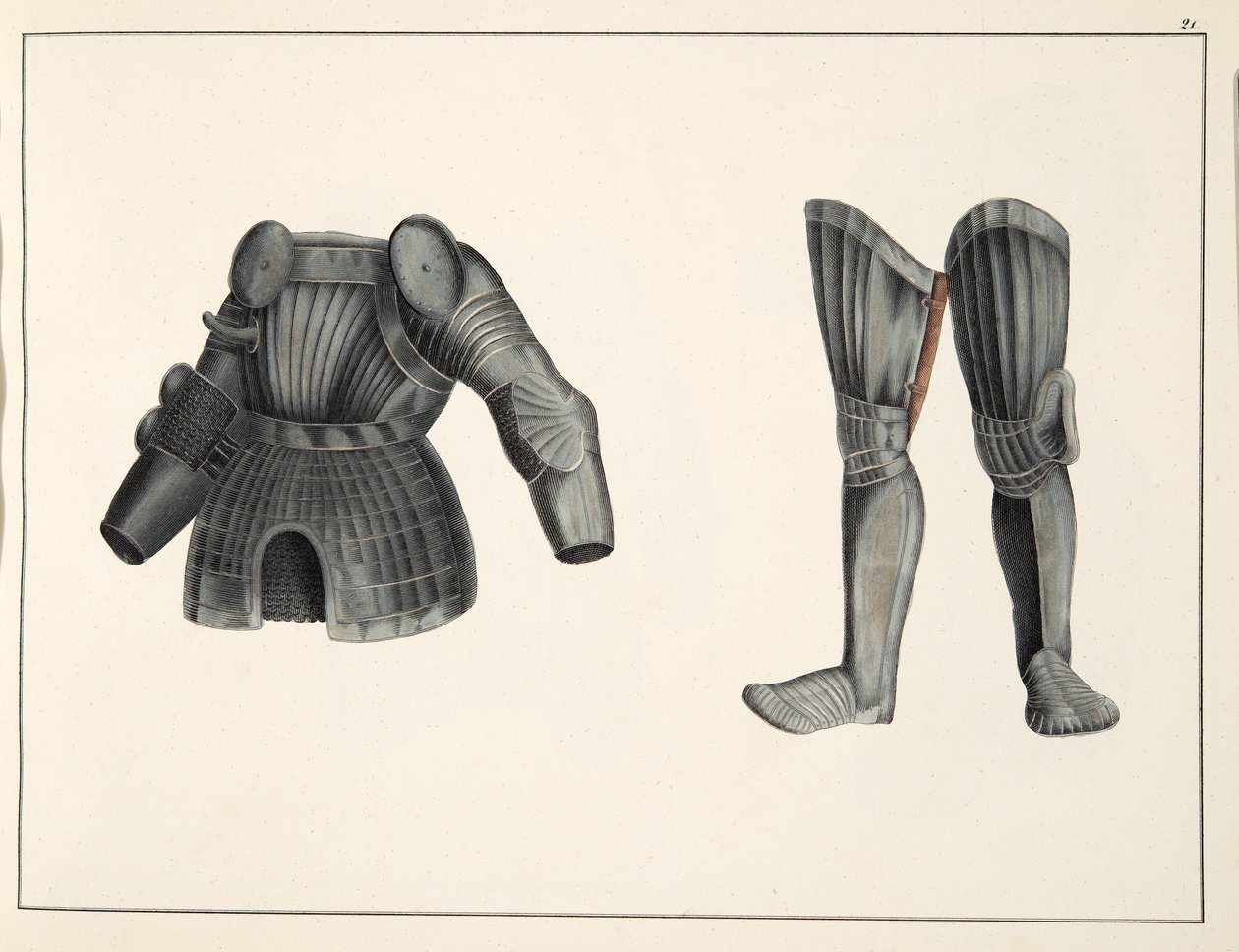 Armour, plate from A History of the Development and Customs of Chivalry, by Dr. Franz Kottenkamp, published by Carl Hoffmann by Friedrich Martin von Reibisch