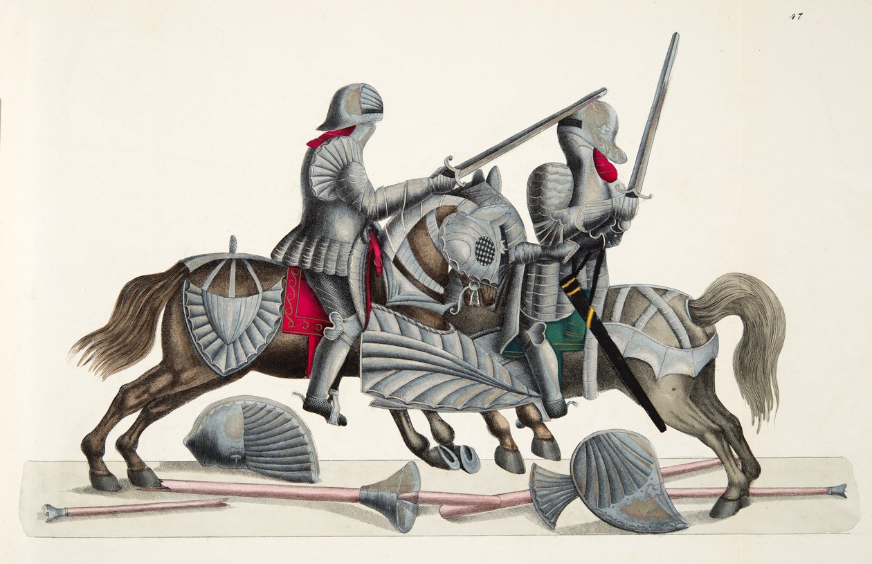 Two knights at a tournament, plate from 