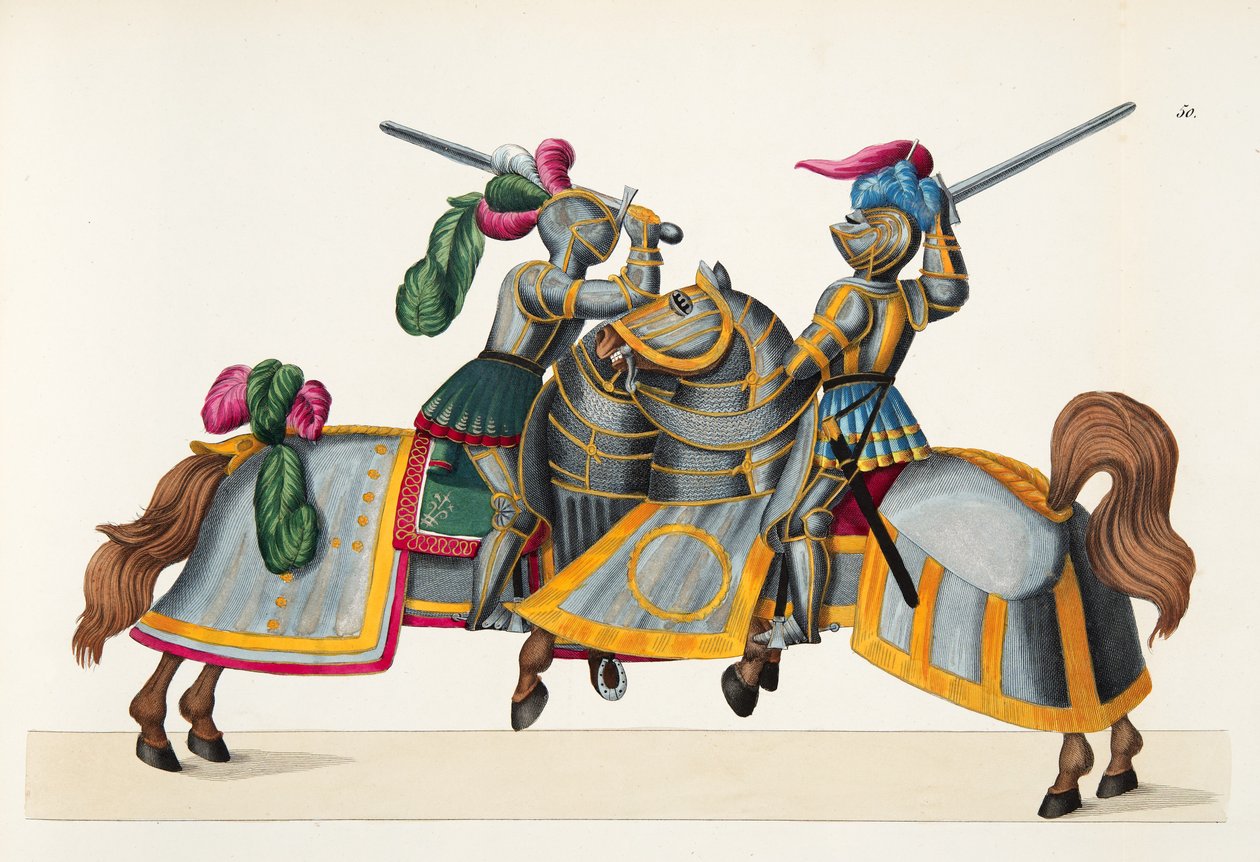 Two knights at a tournament, plate from 
