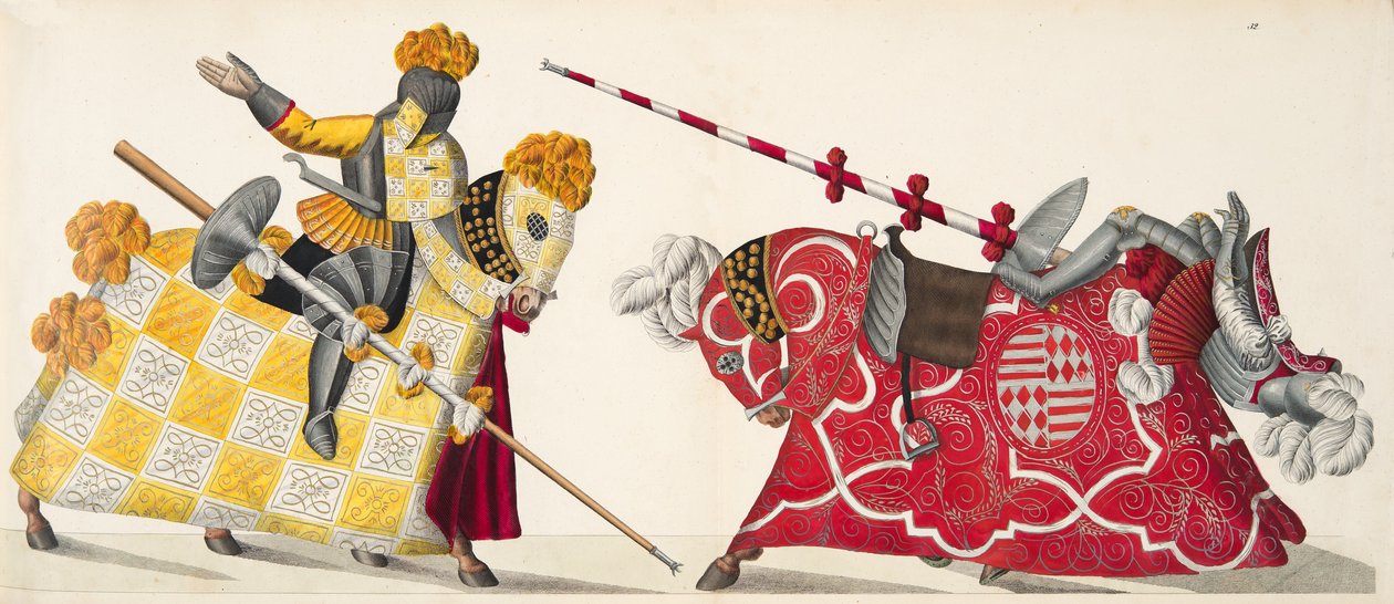 Two knights at a tournament, plate from 