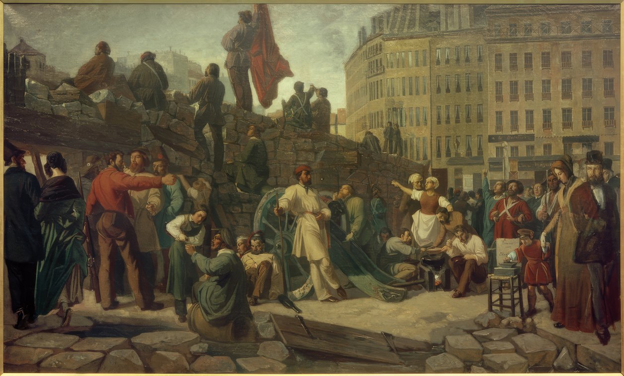February Revolution 1848, Paris Barricades / Painting by Martersteig by Friedrich Wilhelm Martersteig