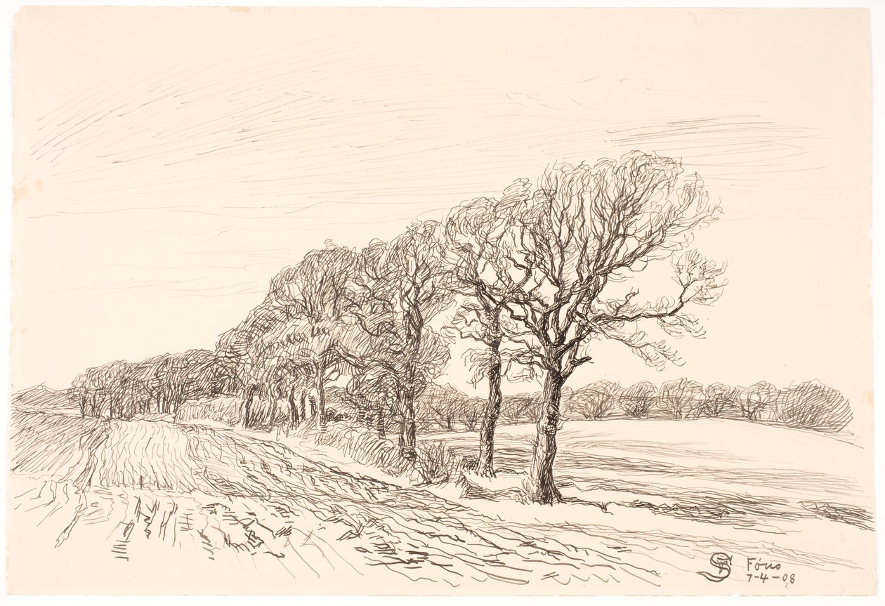 Landscape with Oak Trees. Fons by Fritz Syberg