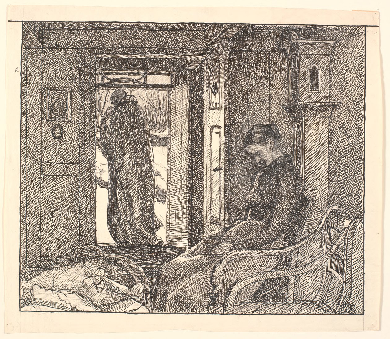 And the Mother Looked Down into Her Lap, and the Tears Ran Over Her Cheeks... by Fritz Syberg