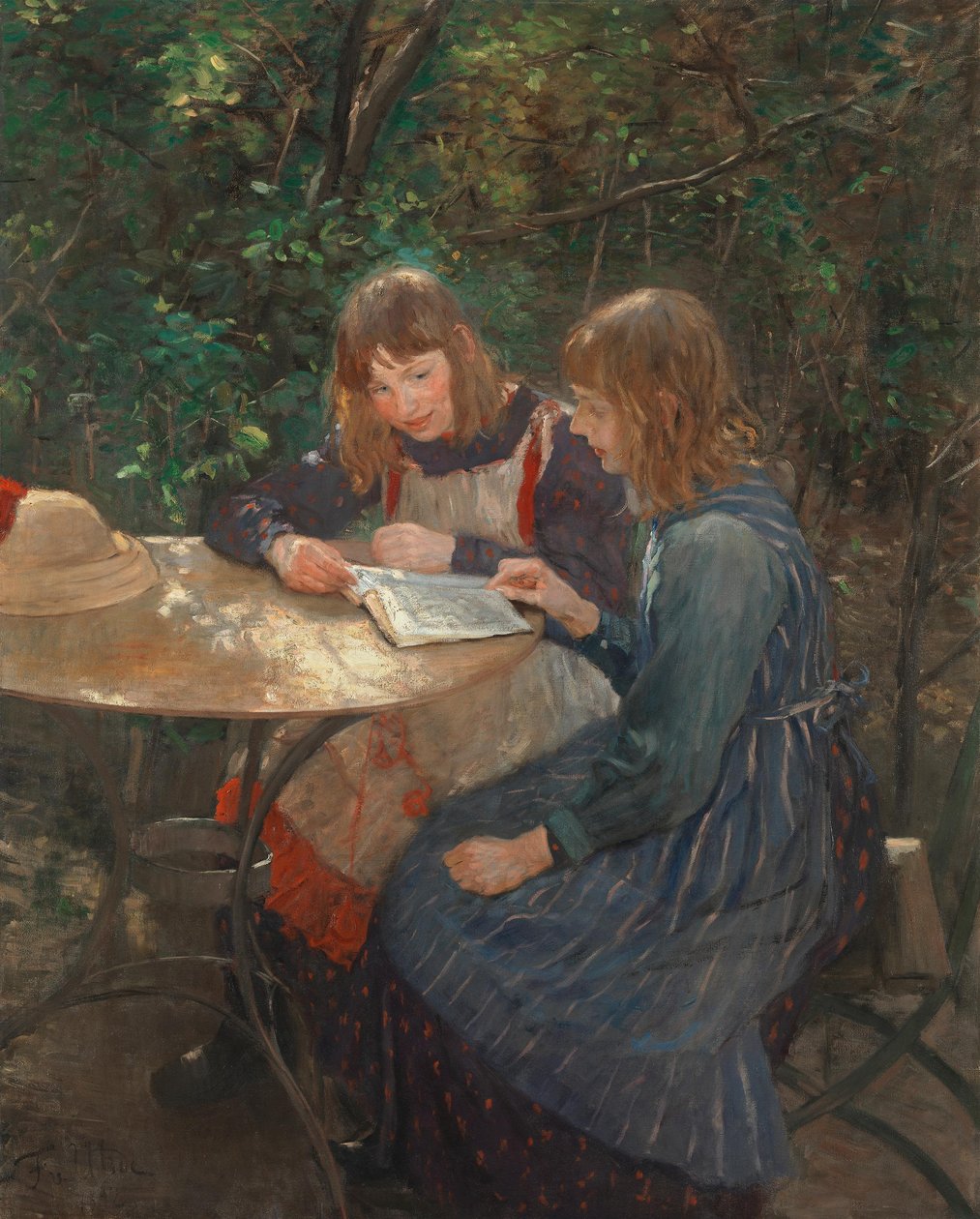 Two Girls in the Garden by Fritz von Uhde