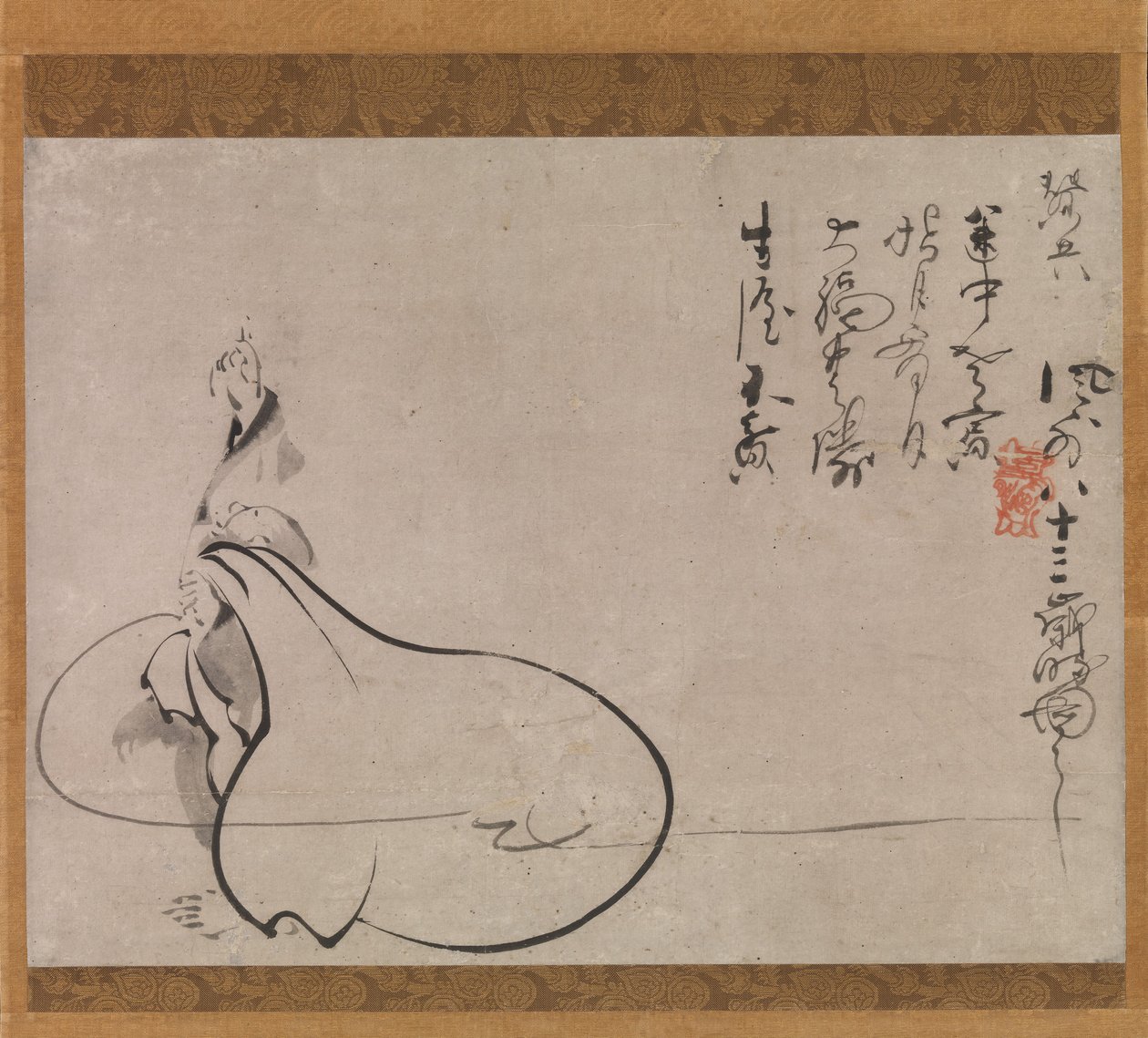 Hotei Pointing at the Moon, 1650 by Fugai Ekun
