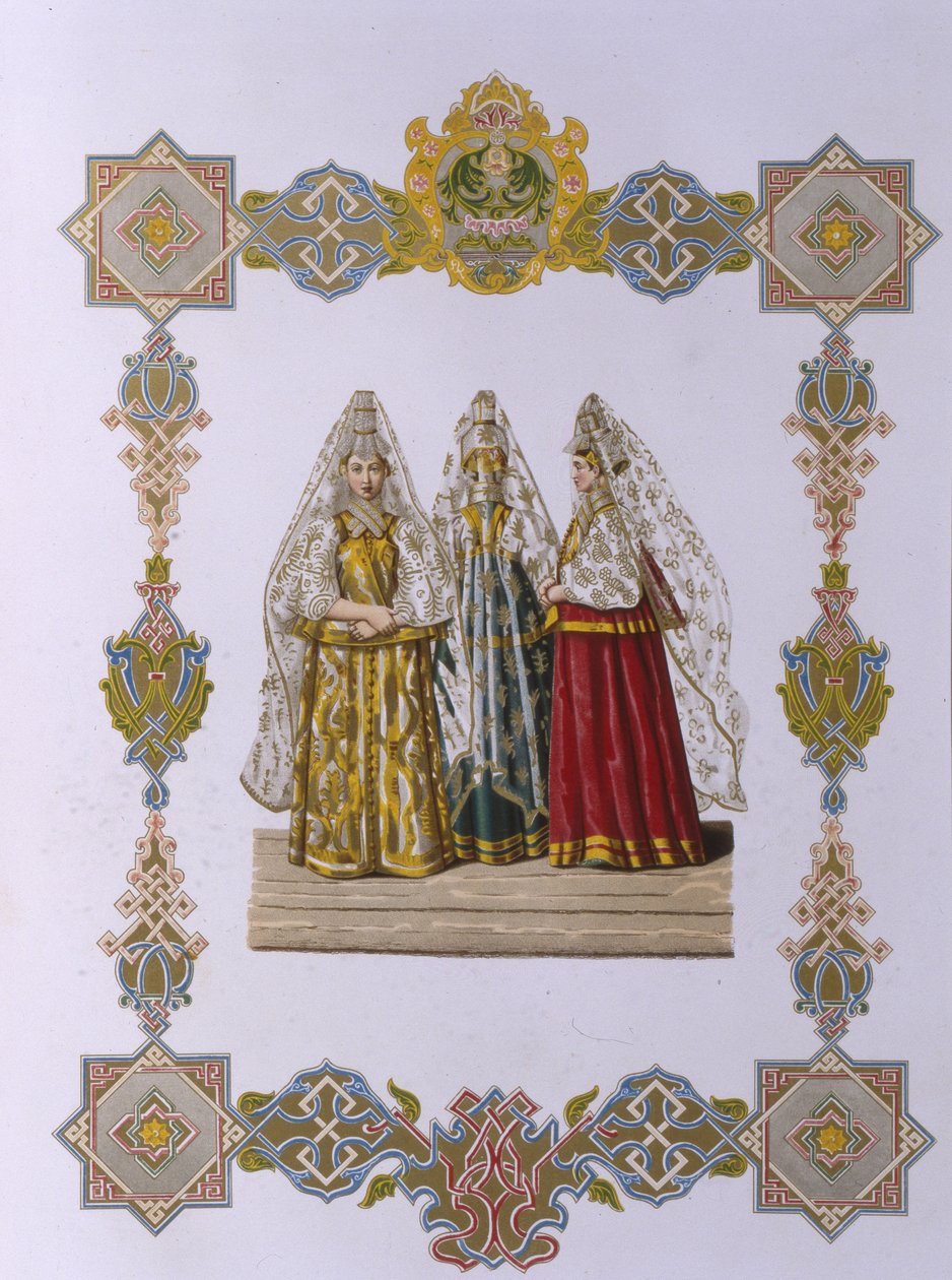 Summer Costumes of Women from Torzhok (from the series Clothing of the Russian State) by Fyodor Grigoryevich Solntsev