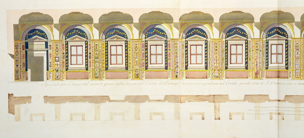 Vertical Section of the Second Floor of the Raphael Loggia at the Vatican, from 