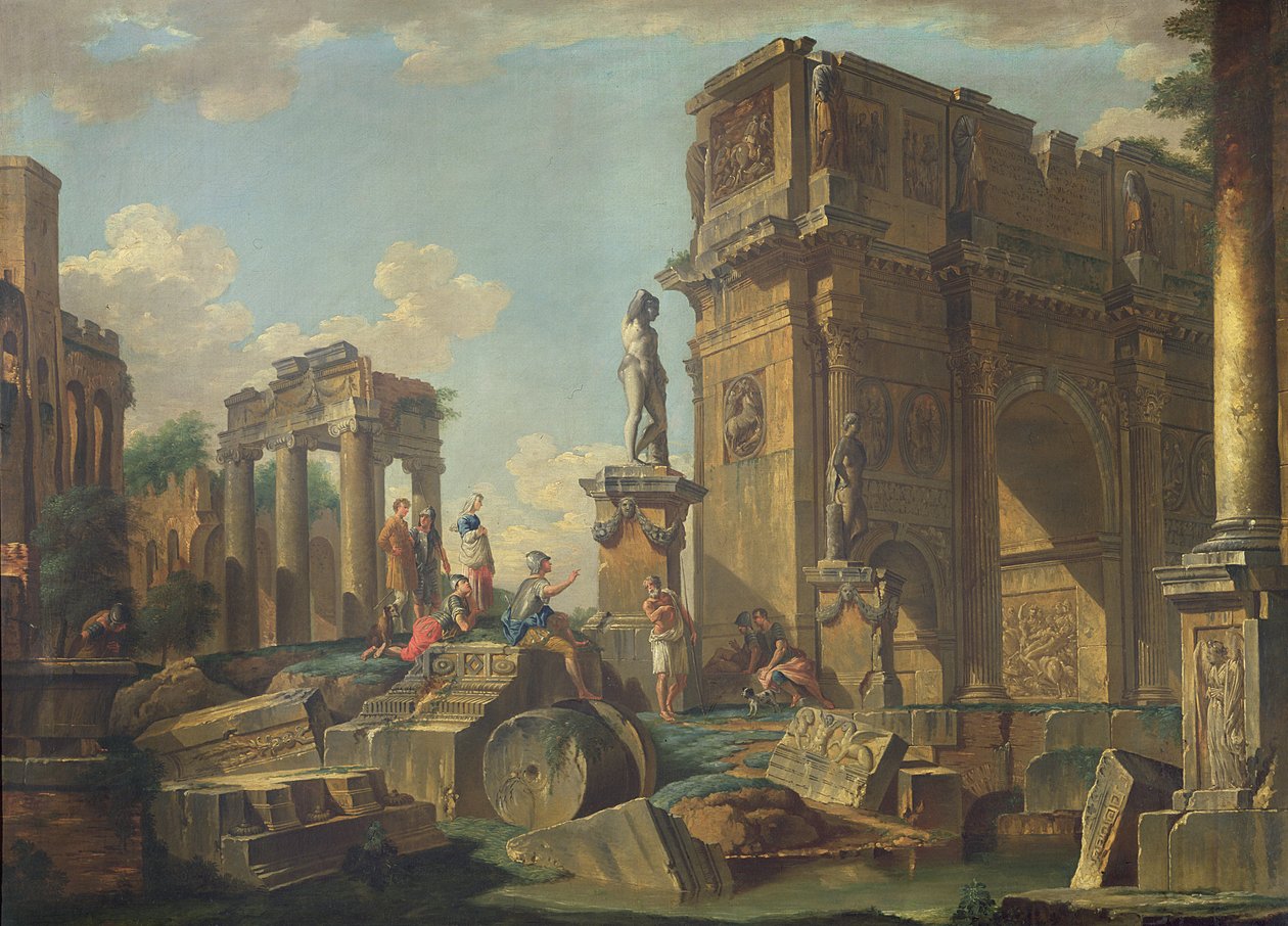 An Architectural Capriccio with the Arch of Constantine by Giovanni Paolo Pannini