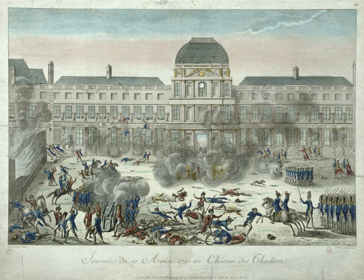 Chateau des Tuileries, 10th August 1792, engraved by Jourdan by G. Texier