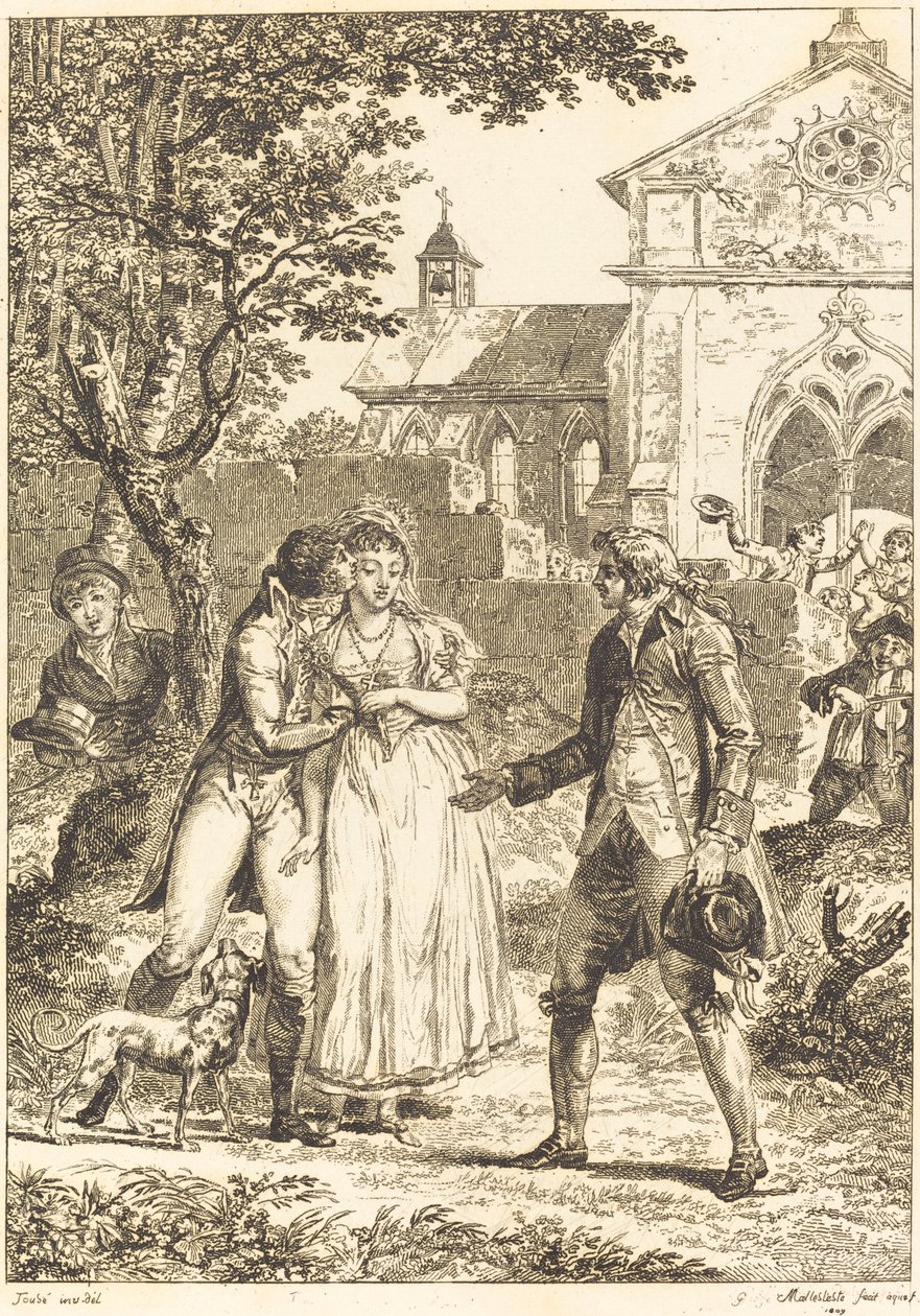 The Returned Kiss: The Borrowed Kiss by G. Mallesteste after Jacques Louis François Touzé