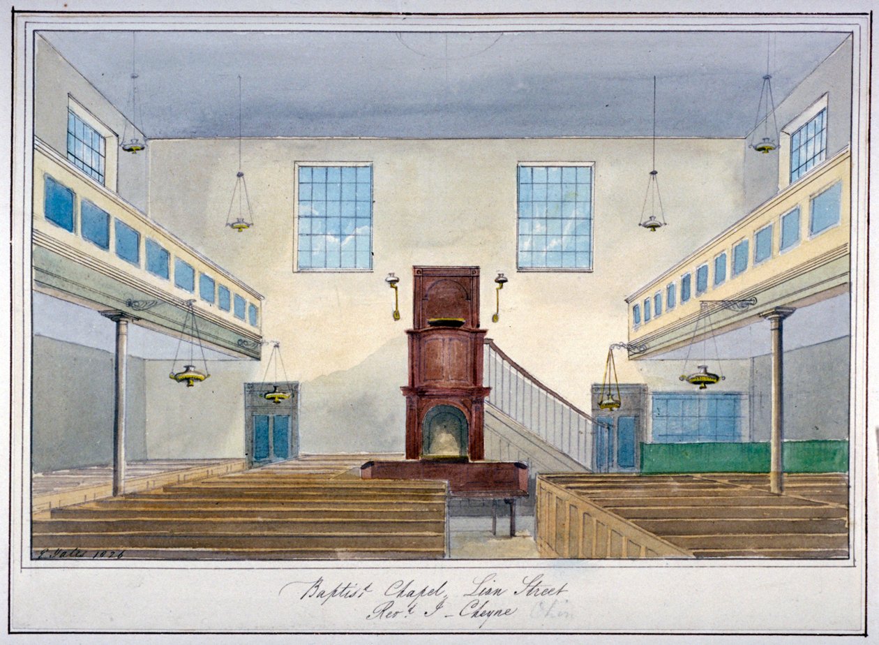 Interior View of Lion Street Baptist Chapel, off New Kent Road, Southwark, London by G Yates