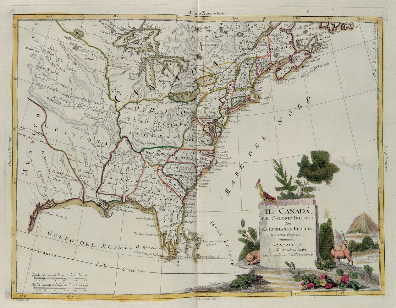 Canada, English Colonies with Louisiana and Florida by G. Zuliani