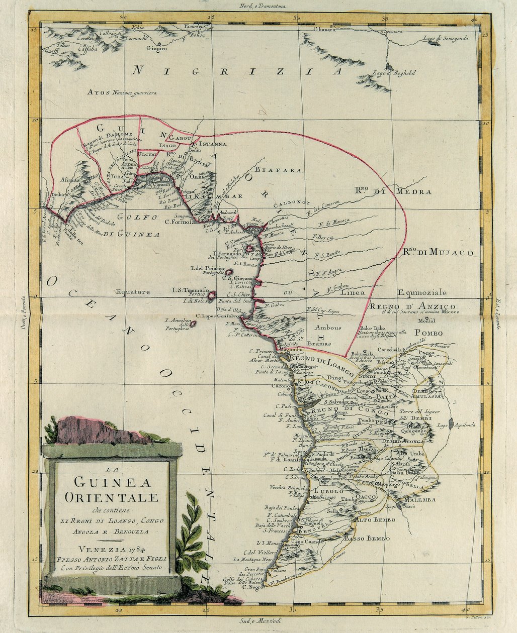 East Guinea Containing the Kingdoms of Loango, Congo, Angola and Benguela, Engraving by G. Zuliani from Tome IV of the "Newest Atlas" by G. Zuliani
