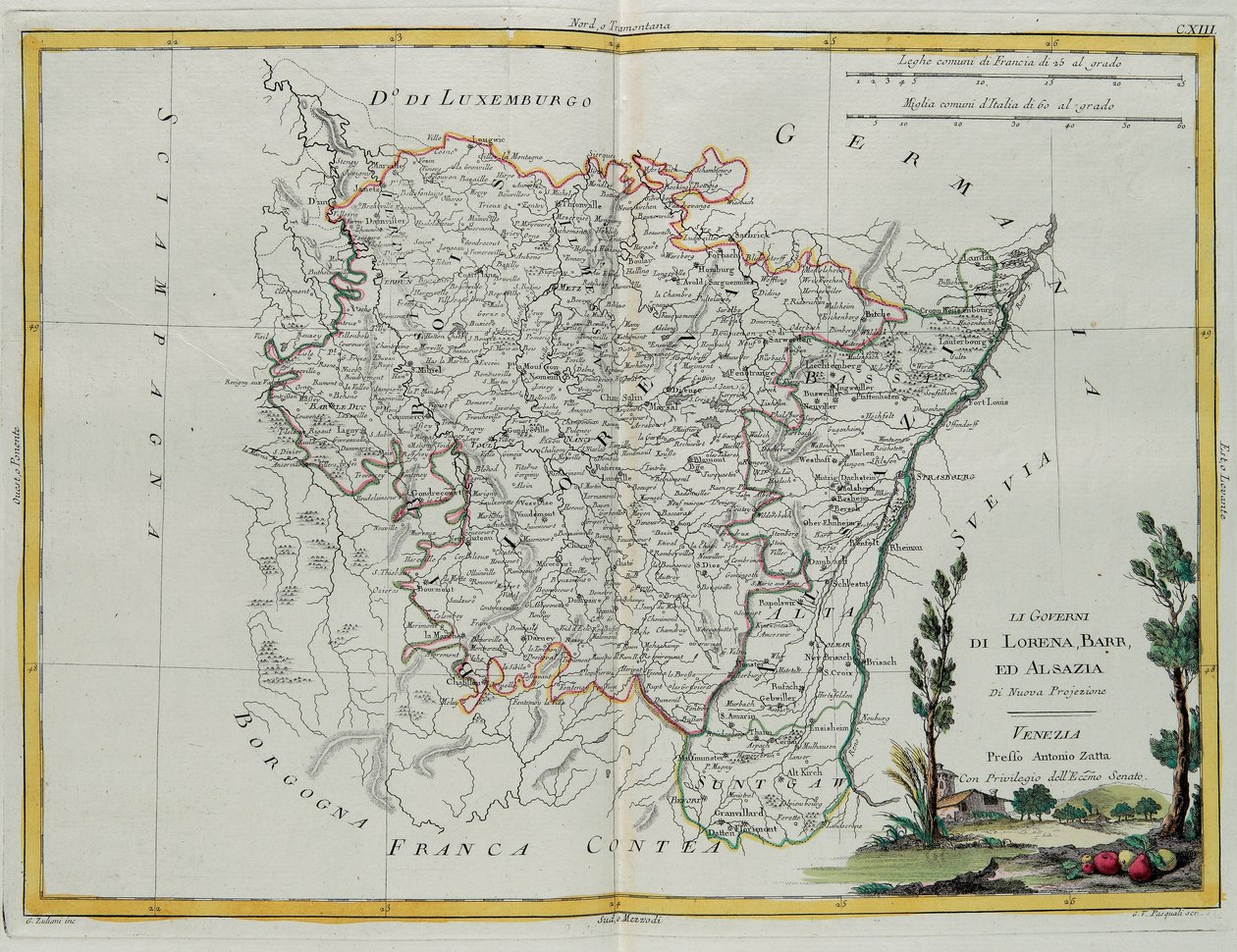 Governances of Lorraine, Barr and Alsace, engraving by G. Zuliani from 