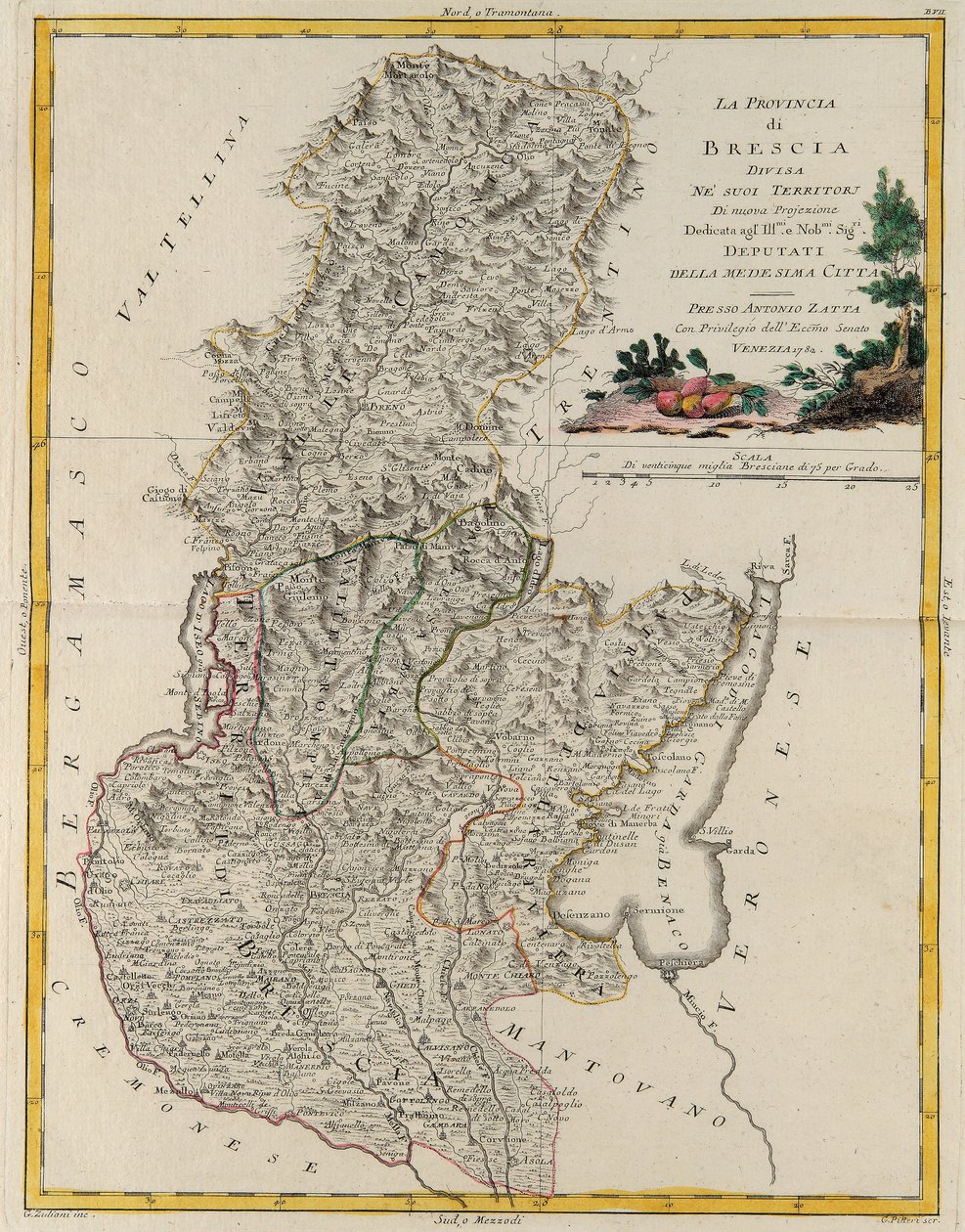 Land Area of the State of the Veneto: Brescia, Engraving by G. Zuliani from the Newest Atlas by G. Zuliani