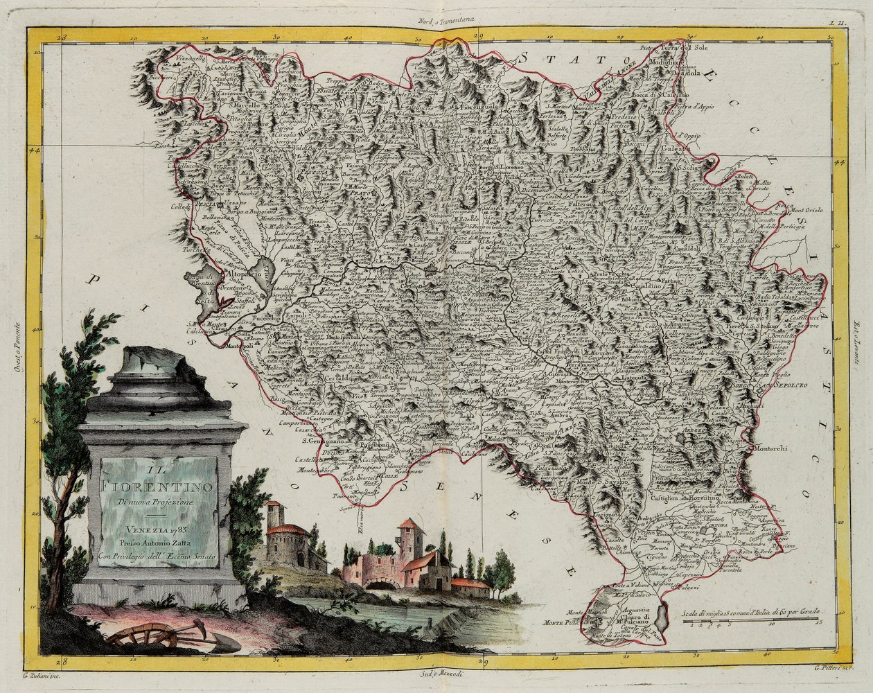 Territory of Florence, engraving by G. Zuliani from 