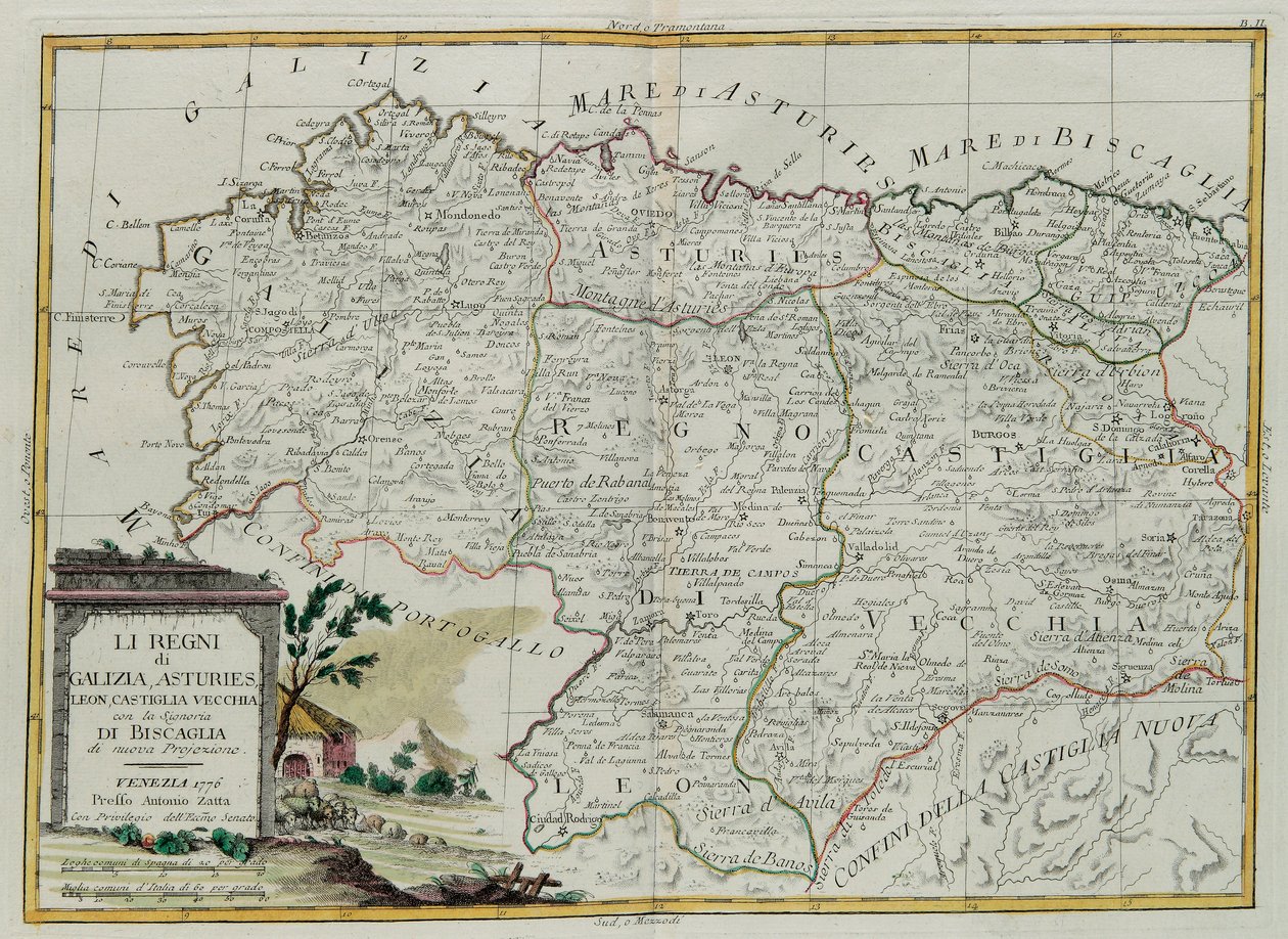 Kingdoms of Galicia, Asturies, Leon, Castilla Vieja with the Council of Biscallia by G. Zuliani