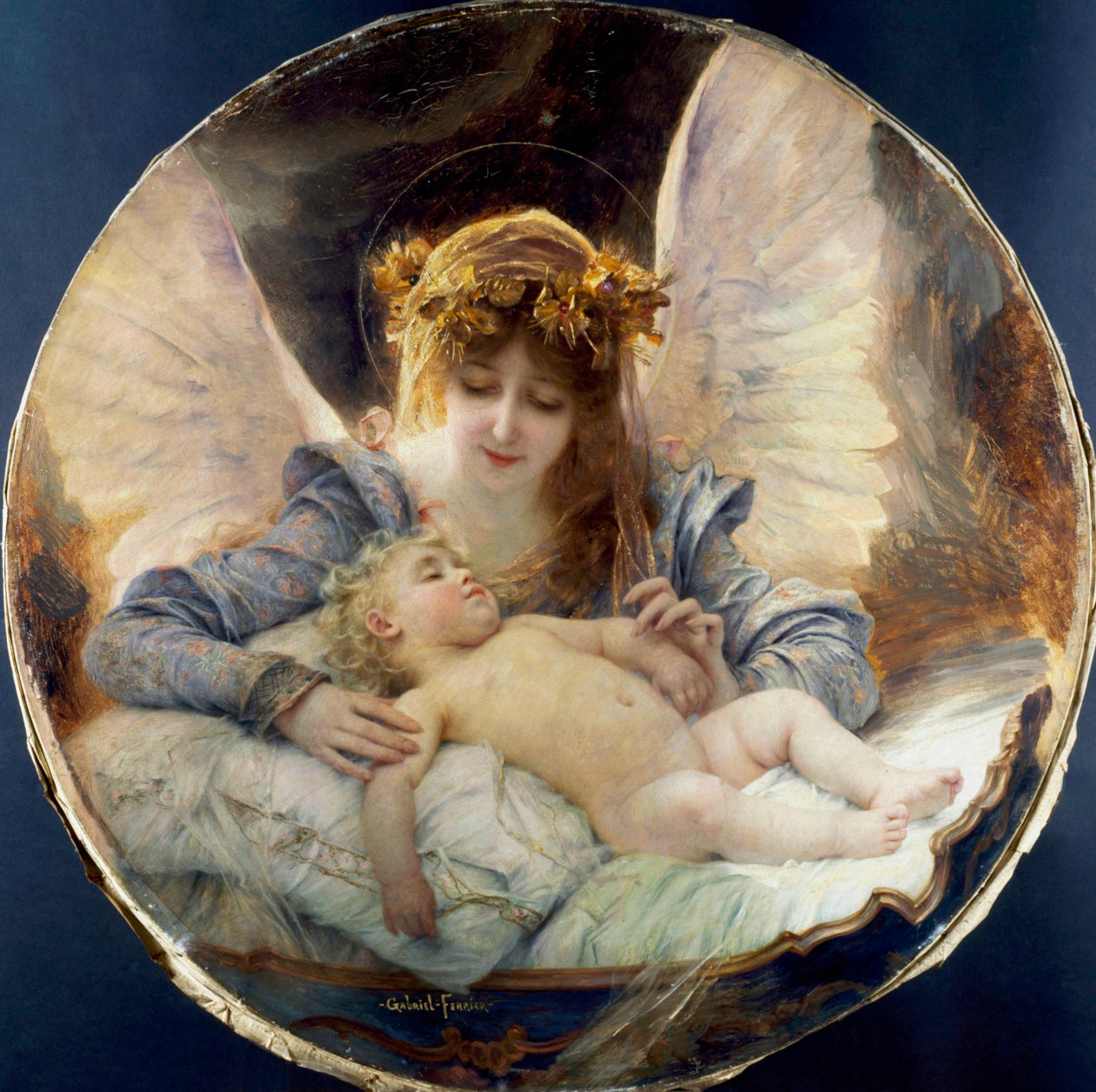 The Guardian Angel. Painting by Gabriel Joseph Marie Ferrier. Private Collection by Gabriel-Joseph-Marie-Augustin Ferrier