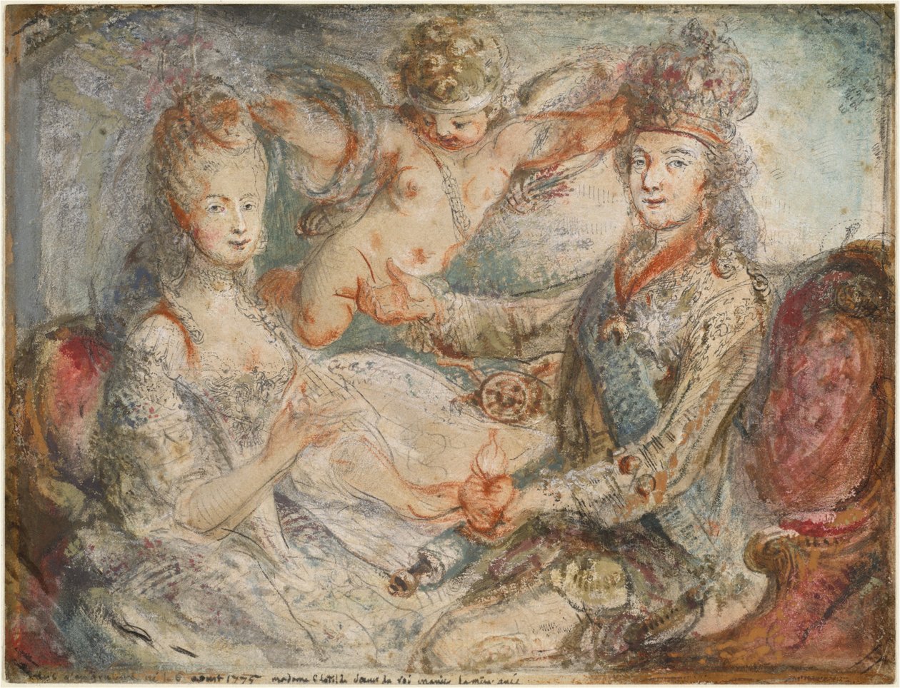 Louis XVI and Marie-Antoinette Crowned by Love by Gabriel Jacques de Saint Aubin