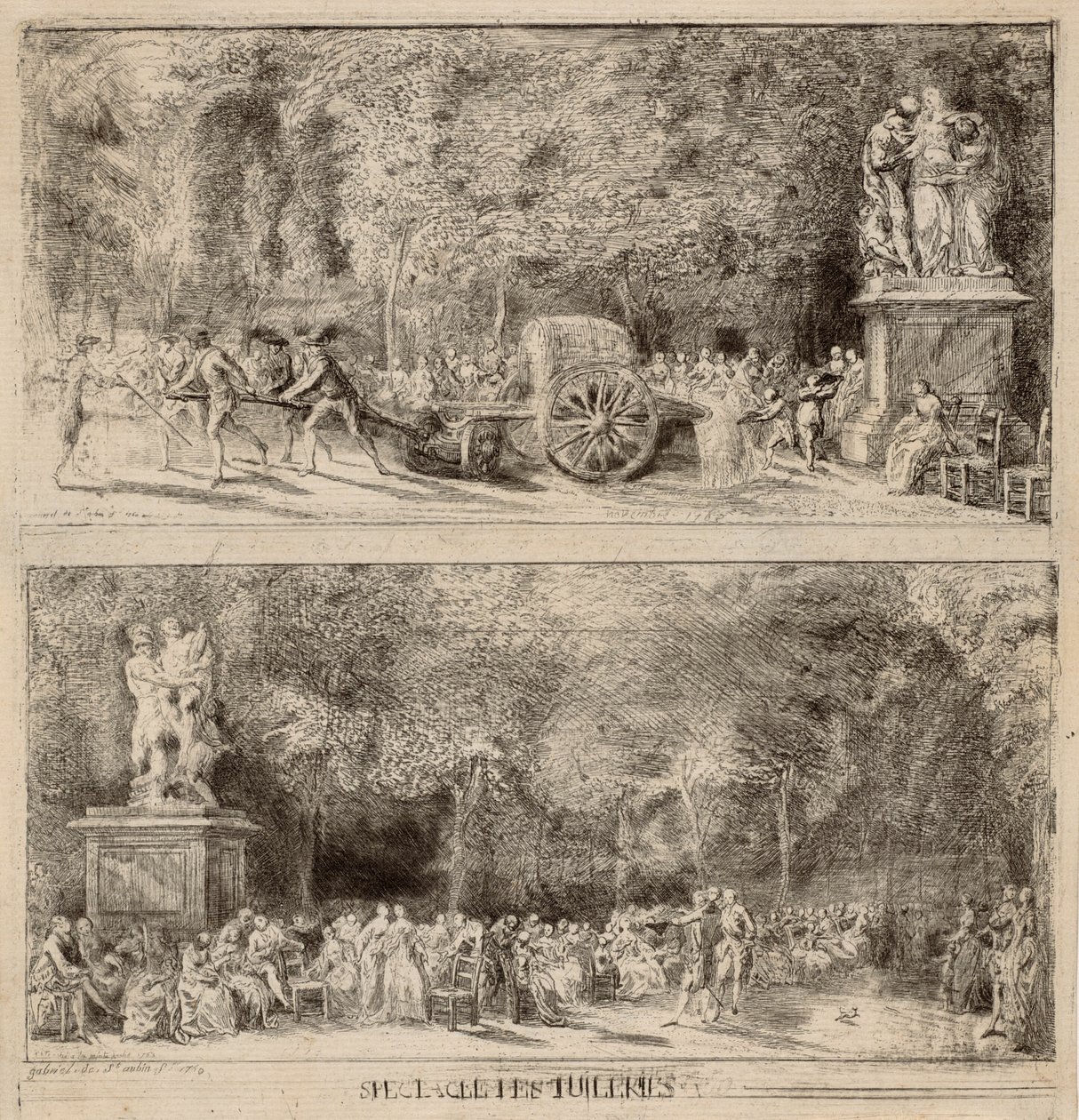 Scenes from the Tuileries: The Chairs and the Water Cart by Gabriel Jacques de Saint Aubin