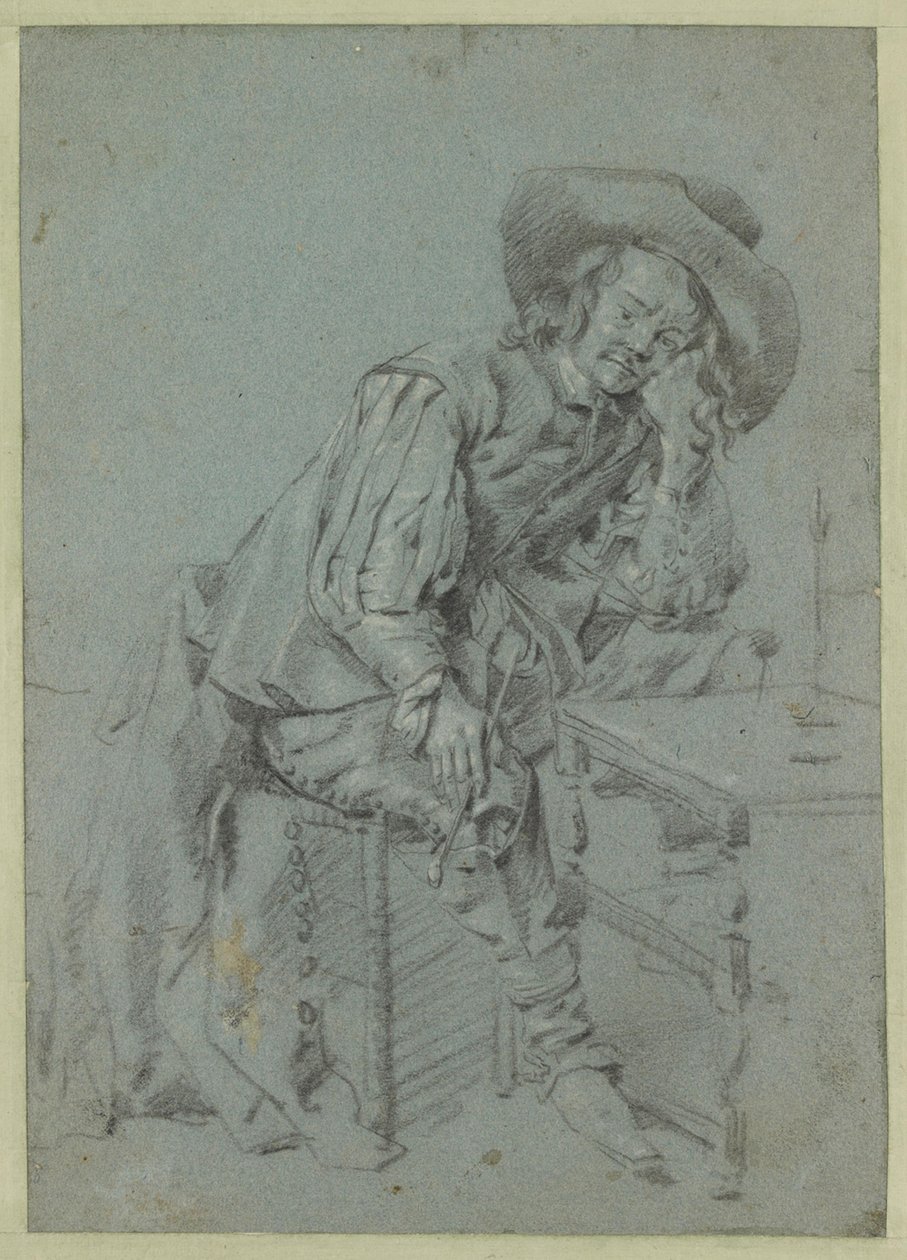 A Seated Man with a Pipe by Gabriel Metsu