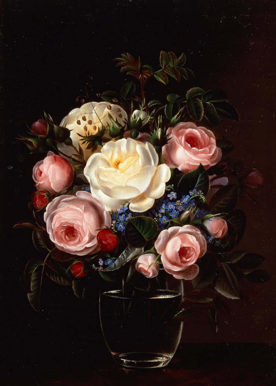 Peonies in a Vase on a Table by Gabriel Schachinger