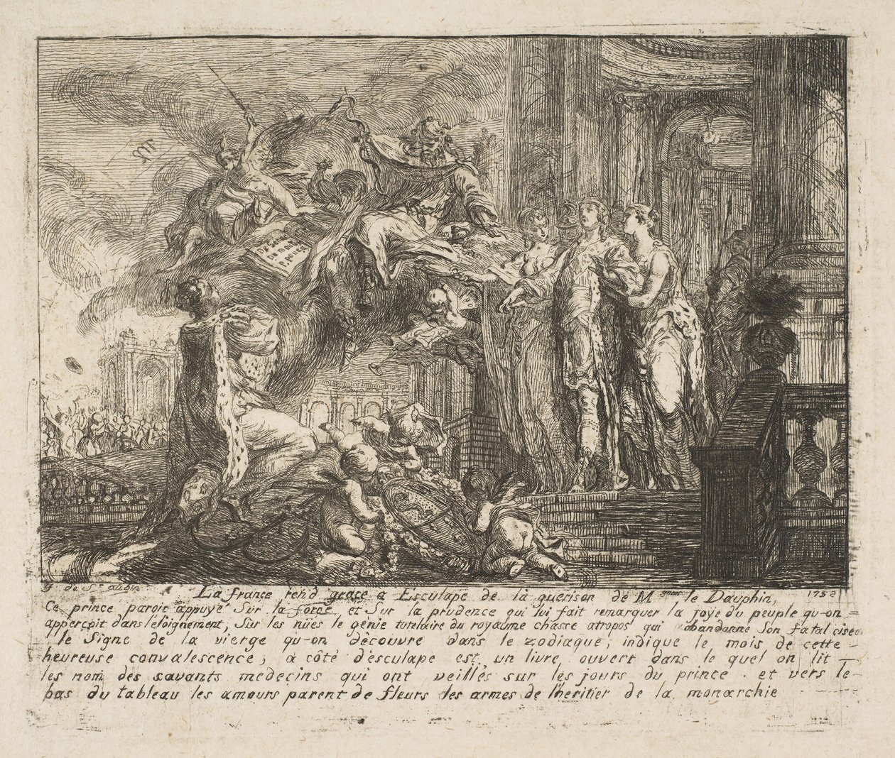 Allegory on the Convalescence of the Dauphin by Gabriel de Saint-Aubin